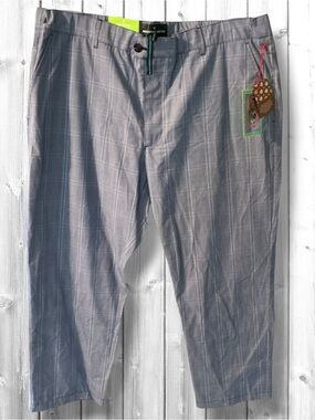 🌹NWT-HOUSTON WHITE BLUE PLAID STRAIGHT LEG TROUSERS